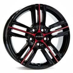 RONAL R57 7.5x19"  ( Gloss Black / Red )
