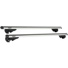 Μπάρες Οροφής Αλουμινίου Universal Rackit RK004 135cm Railing System Σετ Με Πόδια Και Κλειδαριά Ασημί 2 Τεμάχια