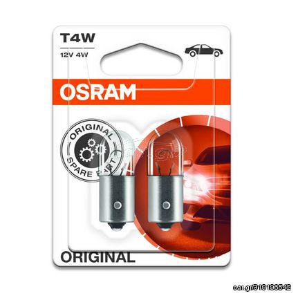 Λάμπες Αλογόνου BA9S T4W 12V 4w Osram Original 3893-02B 2 Τεμάχια