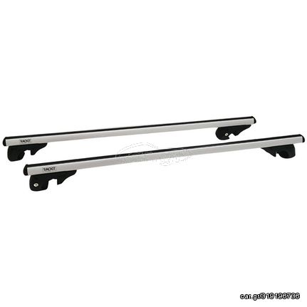 Μπάρες Οροφής Αλουμινίου Universal Rackit RK004-1 135cm Railing System Σετ Με Πόδια Και Κλειδαριά Ασημί 2 Τεμάχια