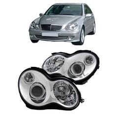 Μπροστινά Φανάρια Set Για Mercedes-Benz C-Class W203 00-07 Projectors Χρωμίου H7/H7 Με Ρυθμιστή Αέρος Depo