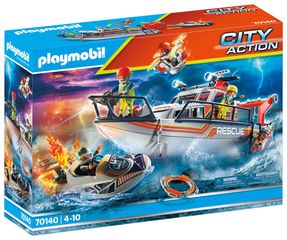 PLAYMOBIL ΔΙΑΣΩΣΗ ΣΤΗ ΘΑΛΑΣΣΑ : Επιχείρηση πυρόσβεσης με σκάφος διάσωσης #70140