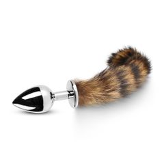 Large Metallic Anal Plug with Tail-thumb-2