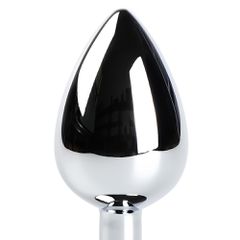 Large Metallic Anal Plug with Tail-thumb-1