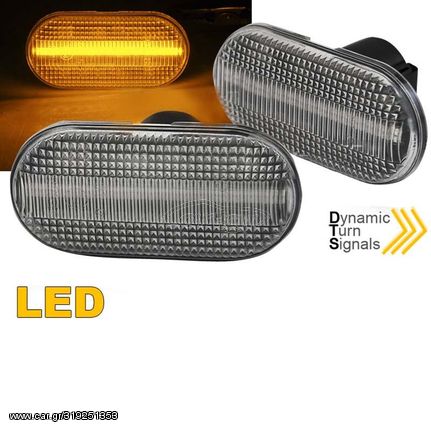 Πλαϊνά Φλας Φτερού Για Smart / Renault / Nissan / Opel / Dacia Led Dynamic White 2 Τεμάχια