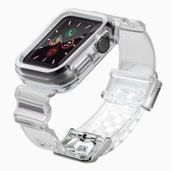Silicone Band Strap Bracelet Case Strap Light Set for Apple Watch 44mm - Black
