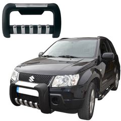 Bull Bar Bumper Guard Εμπρός Προφυλακτήρα Για Suzuki Grand Vitara 2005-2009 Μαύρο Με Δόντια Inox