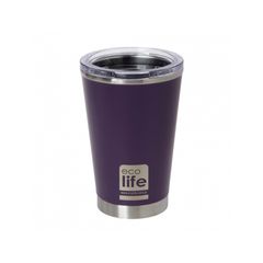Ecolife Ποτήρι Θερμός Μωβ - Με Διάφανο Καπάκι 370ml