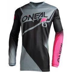 Oneal MX Μπλούζα Element Racewear V.22 Lady Μαύρο / Γκρι / Ροζ