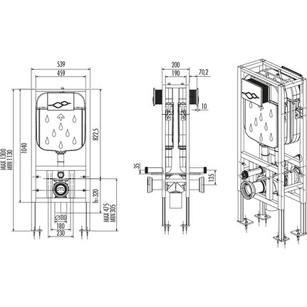 Creavit GR5005 - Εντοιχιζόμενο καζανάκι αυτοφερόμενο διπλο-thumb-1