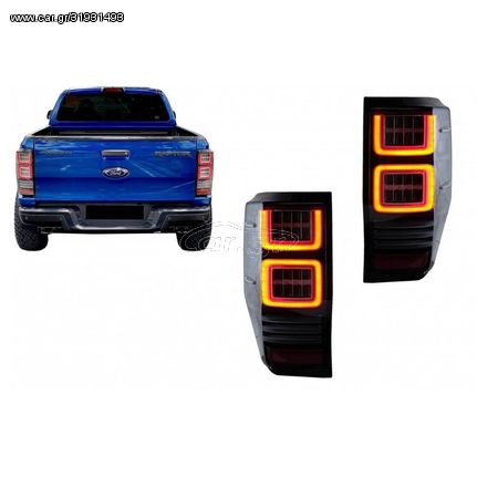 Πισινά Φανάρια Set Για Ford Ranger 12-18 Led Bar Dynamic Μαύρα Full Led VLand