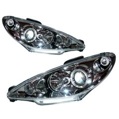 Μπροστινά Φανάρια Set Για Peugeot 206 98-03 Angel Eyes Χρωμίου H1/H1 Manual Sonar