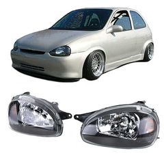 Μπροστινά Φανάρια Set Για Opel Corsa B 93-00 Clear Glass Μαύρα H4 Depo