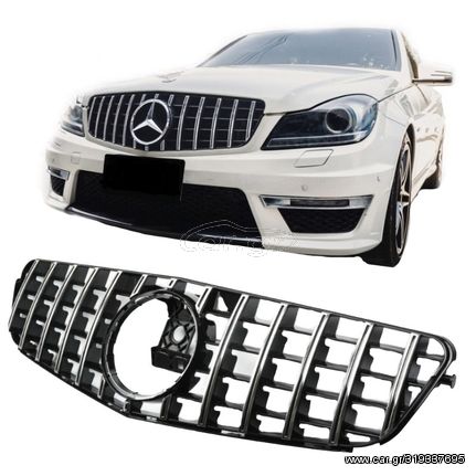 Μάσκα Για Mercedes-Benz C-Class W204 07-14 GT Amg Panamericana Look Μαύρο/Χρώμιο 1 Τεμάχιο