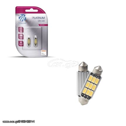 Λάμπες Led Σωληνωτές 41mm 9 Leds 12volt  Λευκό Φως M-Tech LB816W 2 Τεμάχια