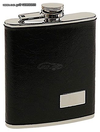 Hip Flask Φλασκί Ποτού Leather Black Μαύρο (F008) - 210ml