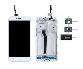 LCD για Xiaomi Redmi 5A, Camera-Sensor ring, ear mesh, με frame, White