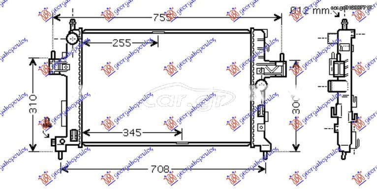 Ψυγείο Νερού 1.3CDTi Πετρέλαιο (60x35) / OPEL TIGRA CABRIO TWINTOP 04-09 / 1300259 - 1 Τεμ