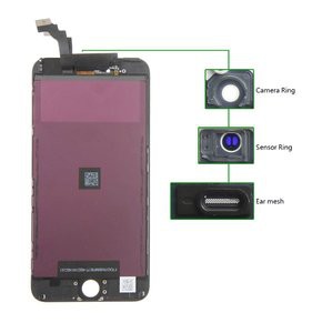 TIANMA High Copy LCD iPhone 6G Plus, Camera-Sensor ring, ear mesh, Black
