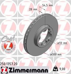 ΔΙΣΚΟΠΛΑΚΕΣ ZIMMERMANN Z-1357 | FORD TRANSIT '06->'14 |ΔΙΑΜ: 300mm | OE: 1371393