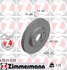 ΔΙΣΚΟΠΛΑΚΕΣ ZIMMERMANN Z-2411 | RENAULT LAGUNA I, ESPACE ΙΙΙ '93->'02 | ΔΙΑΜ: 280mm | OE: 7701205231