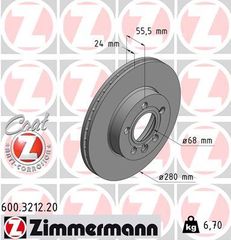 ΔΙΣΚΟΠΛΑΚΕΣ ZIMMERMANN Z-3212 | VW T4 '90->'04 | ΔΙΑΜ: 280mm | OE: 7D0615301A