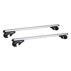 Μπάρες Οροφής Αλουμινίου Universal 120cm Railing System Σετ Με Πόδια Και Κλειδαριά Ασημί 2 Τεμάχια Amio 02586 CRR-01