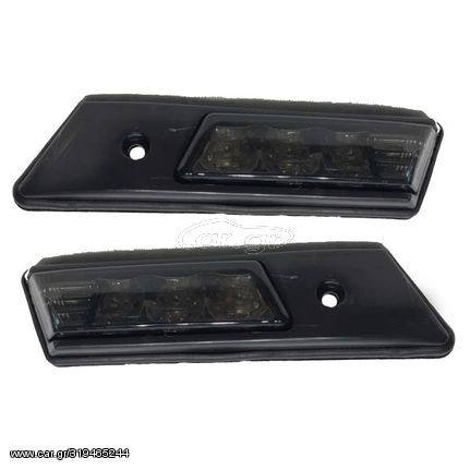 Πλαϊνά Φλας Φτερού Για Bmw 3 E36 90-96 / 3 E30 / 5 E34 88-95 / 7 E32 86-94 Βιδωτό Led Black/Smoke 2 Τεμάχια