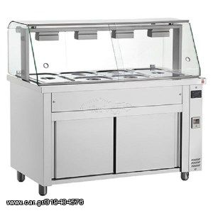 Μπαιν μαρί Inox επιδαπέδιο 1795x700x1325 (5GN 1/1) με βιτρίνα Inomak MFV718