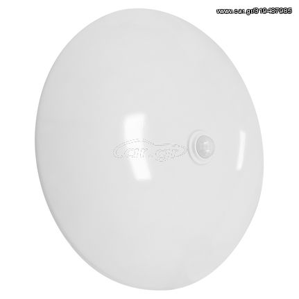 GloboStar® 90449 Πλαφονιέρα Οροφής 12W AC 230V 1080lm 180° Αδιάβροχη IP54 Φ28cm με PIR Ανιχνευτή-Αισθητήρα Κίνησης 360° 6m και Αισθητήρα Ημέρας-Νύχτας - Motion Sensor Ψυχρό Λευκό 6000k