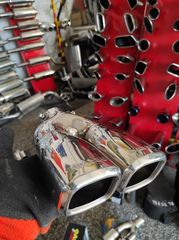 ΜΠΟΥΚΑ ΑΝΟΞΕΙΔΩΤΗ ΓΥΑΛΙΣΤΕΡΗ ΔΙΠΛΗ ΜΕ ΤΕΤΡΑΓΩΝΙΚΟ ΤΕΛΕΙΩΜΑ  KARALOIZOS exhaust