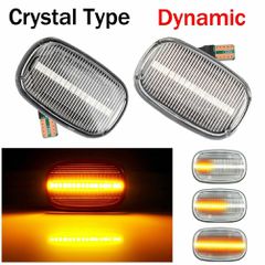 Πλαϊνά Φλας Φτερού Για Toyota Avensis / Hilux / Celica / Prius / Corolla Led Dynamic Crystal Λευκά 2 Τεμάχια