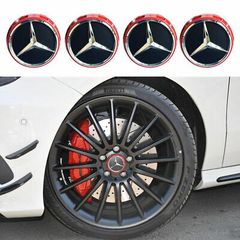 Mercedes Benz  Καπάκια για ζάντες  Τάπες κέντρου ζάντας  75mm 4τμχ Μαύρο Κόκκινο