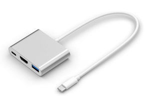 POWERTECH αντάπτορας USB 3.0 Type-C σε USB 3.0, Type C & HDMI, ασημί CAB-UC004