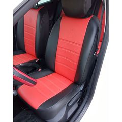 Καλύμματα καθισμάτων μαύρο-κόκκινο για Renault Clio STW τεχνόδερμα (13τμχ)