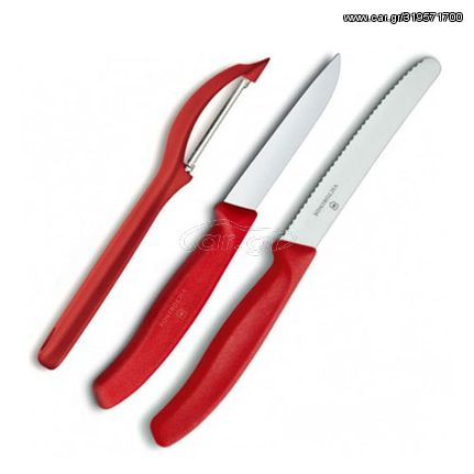 Mαχαίρια Κουζίνας Victorinox Σετ 2 με Peeler-Κόκκινο