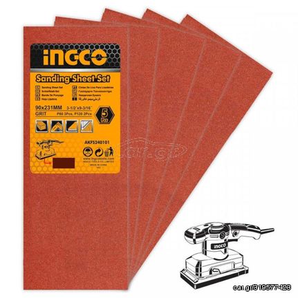 Σετ Φύλλα Λείανσης Τριβείου 90x231mm/5τμχ. Ιngco AKFS240101-1