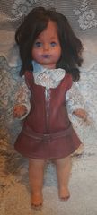 συλλεκτική κούκλα βαβαρια εποχής 1930 40 στο μισό μετρο με δερμάτινο φουστάνι