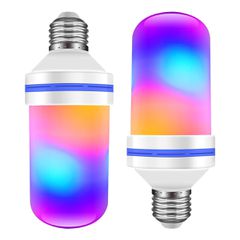 GLOBOSTAR® TUBULAR 76076 Λάμπα E27 LED 9W 350lm 260° AC 220-240V IP20 Πολύχρωμο RGB με 4 Λειτουργίες Εφέ Φλόγας & Αναστροφή - Λευκό Γαλακτερό - Μ6 x Π6 x Υ15cm - 2 Χρόνια Εγγύηση