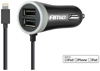ΦΟΡΤΙΣΤΗΣ ΑΝΑΠΤΗΡΑ 12V 2,4A ΜΕ 2 ΘΥΡΕΣ USB + 1 LIGHTNING USB ΜΕ ΚΑΛΩΔΙΟ AMiO – 1 ΤΕΜ.