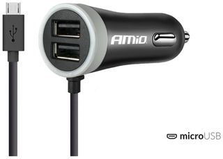 ΦΟΡΤΙΣΤΗΣ ΑΝΑΠΤΗΡΑ 12V 2,4A ΜΕ 2 ΘΥΡΕΣ USB ΚΑΙ 1 MICRO USB ΜΕ ΚΑΛΩΔΙΟ AMiO – 1 ΤΕΜ.