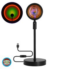 GloboStar® 00816 Επιτραπέζιο Φωτιστικό Πορτατίφ LED 12W -lm 180° DC 5V IP20 Κίτρινο - Πράσινο - Κόκκινο - Πορτοκαλί RAINBOW EFFECT Μαύρο Μέταλλο με Διάφανο Πλαστικό - Μ10 x Π10 x Υ26.5cm - 2 Xρόνια Εγ