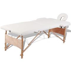 Κρεβάτι μασάζ Πτυσσόμενο 2 θέσεων με ξύλινο σκελετό Κρεμ