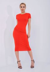 Basic Midi Bodycon Dress Red