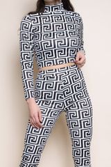 Geometric Print Top & Leggings Set - White