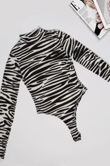 Long Sleeve Zebra Print Bodysuit-thumb-1