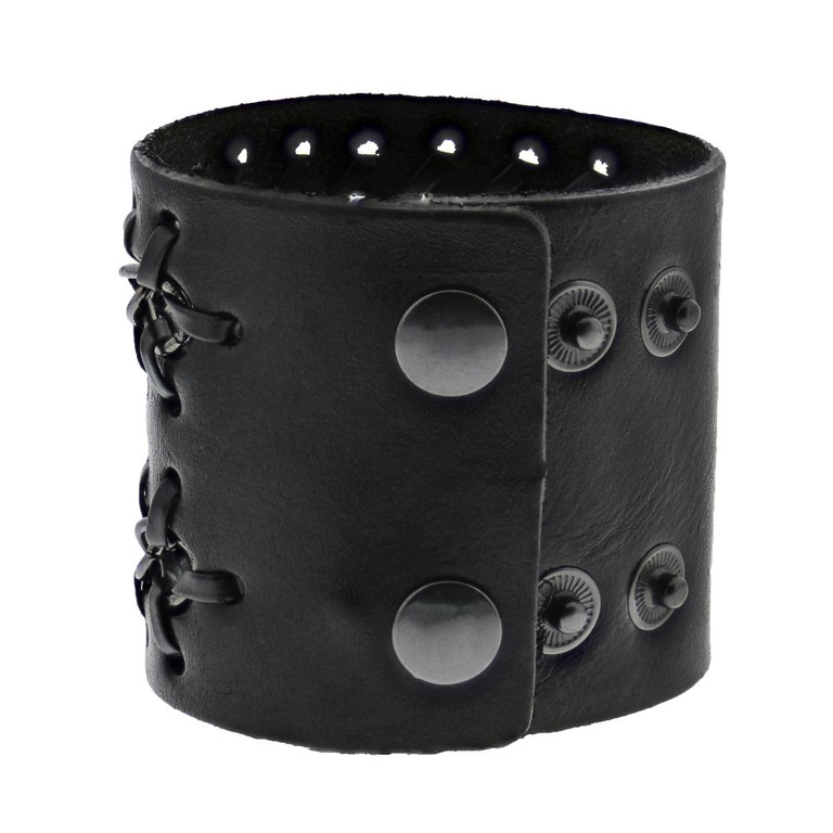 2-Row Chain Black PU Bracelet