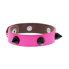 Neon Pink Conical Studded Bracelet-thumb-1