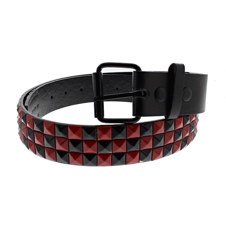 Black & Red Chessboard 3-Row Pyramid Belts