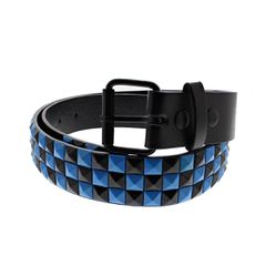 Black & Turquoise Chessboard 3-Row Pyramid Belts